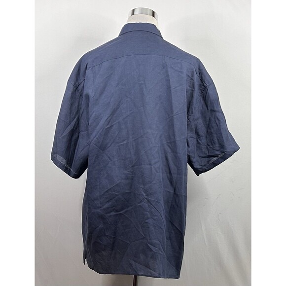 NWT Linea Uomo 4X Linen Blend Shirt Indigo Chambray Blue Gray Short Sleeve - Picture 5 of 5